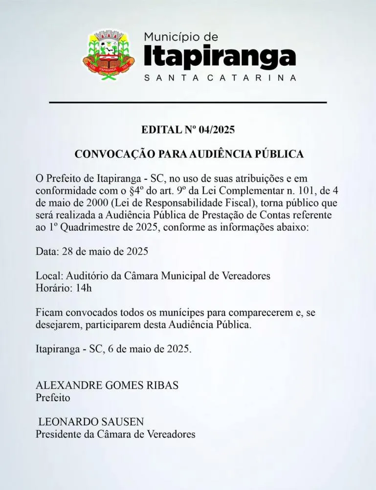Divulgação Município de Itapiranga 