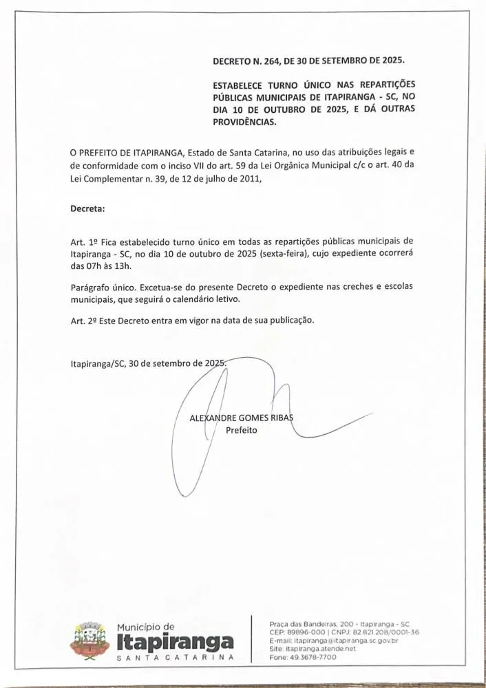 Divulgação Município de Itapiranga 